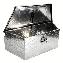 EASYBERG 30 Inch Aluminum Trailer Tool Box for Pickup ATV Flatbed RV, 5 Bar Weatherproof Compact Trailer Tongue Tool Box Storage Organizer with Lock, Handle, Dome Lid