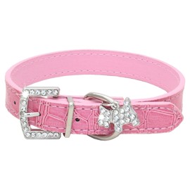 HTharros Dog Collar, Dog Collar, Training Collar for Dogs, Small, Medium, Pet Supplies, Synthetic Leather, Glitter, Elastic, Soft, PU Leather, Rhinestones, Adjustable, Pink, XS
