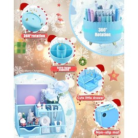 Organizadores de escritorio y accesorios azules con organizador de escritorio de malla y soporte giratorio de 360 para bolgrafos y un montn de...     