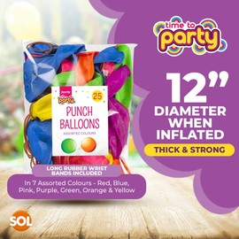jaunty partyware Jaunty Partyware 50x Large Punch Balloons for Kids Ideal Party Bag Fillers - 12 Inch Large Size - Assorted Colours - Fun Children's Party Ideas - Thick & Strong - Easy to Inflate