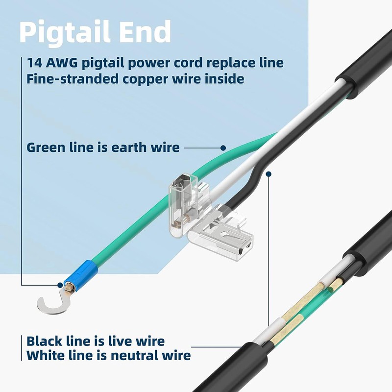 Tomatosd Pool Pump Power Cord 6 Feet Extension Electrical Plug