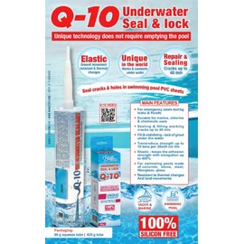 Nano Q10 Underwater Seal & Lock - Leak and Crack Repair Without Emptying The Pool, Reservoir, or Tank. Eco-Friendly Under Water Adhesive, Stays Flexible, Waterproof, and Chlorine Resistant (2.1 oz)