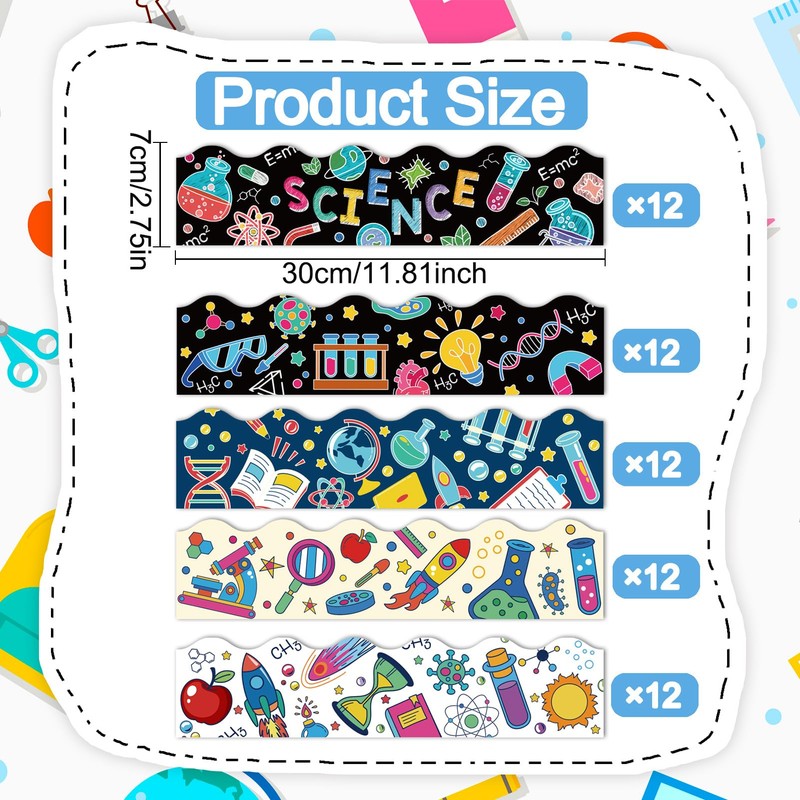 Qpout 59Ft Science Bulletin Board Borders,Self-Adhesive Chemical Science Lab Border