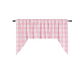 NATUS WEAVER Cortina de cortina para Widnows 1 panel clásico Buffalo Check Swag Country Farmhouse Cortina de ventana de cocina, rosa y blanco, 54 pulgadas de ancho x 36 pulgadas de largo con una caída