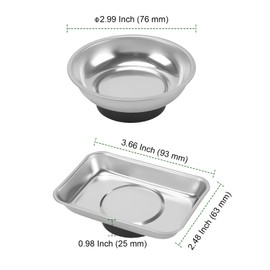 PINGEUI 8 PCS Magnetic Parts Tray Set, Stainless Steel 7.6cm Round and 9.3cm Square Magnetic Trays Tools Parts Tray for Nuts, Bolts, Screws