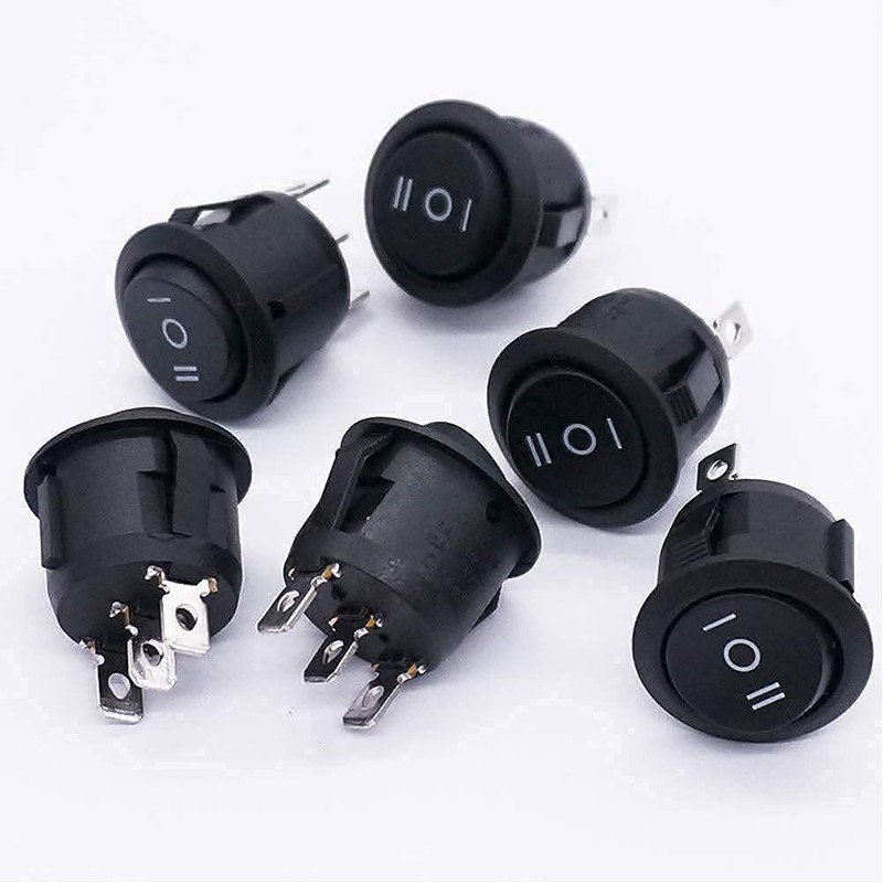 Taiss/8Pcs Round Rocker Toggle Switch Black AC 250V/10A 125V/12A ON/OFF/ON