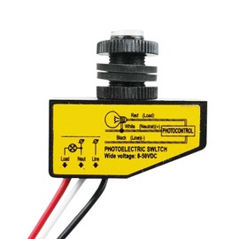 MGGi Photocell Light Control Switch DC 12V 24V 36V 48V, 3.5A Dusk to Dawn Photocell Light Switch Auto ON Off Light Sensor Control Switch 8-50V, Outdoor Sensor Photoelectric Lighting Switch