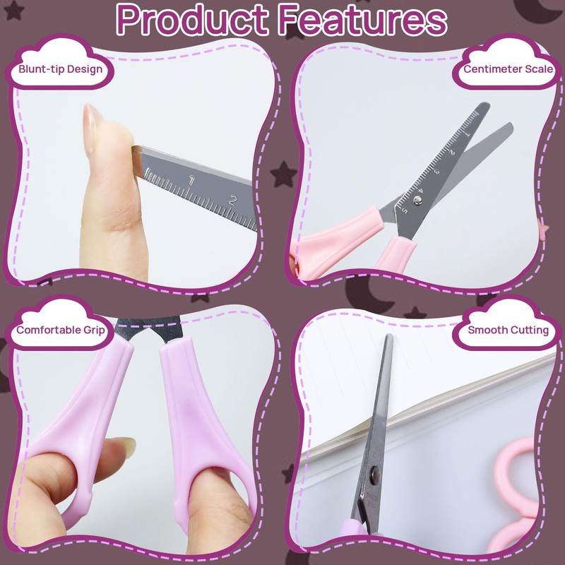 YIKTUNQ Kids Scissors with cm Scale, 2 Pcs 13 cm