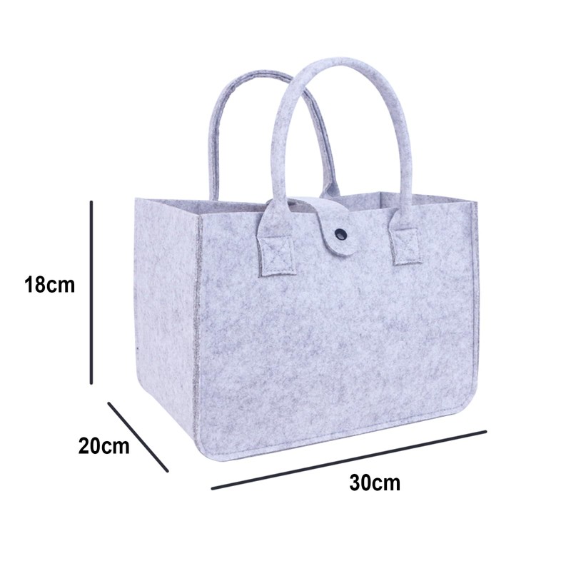 Felt Bag Shopping Basket with Handle Foldable, 30x20x18cm Felt Bag