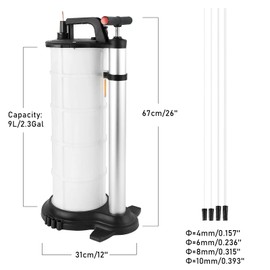 ATPEAM Oil Changer Vacuum Fluid Extractor | Manual Engine Oil Extractor Oil Changer Vacuum Fluid Extractor Pump Tank Remover (9L)