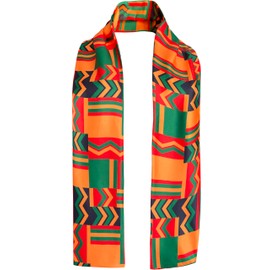 Afibi African Kente Print Stole Sash African Scarf Kente Stole Sash Unisex Kente Cloth Scarves (Red Green)