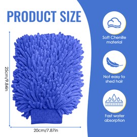 DiviDermy 2 Piece Microfibre Wash Mitt Set, Wash Mitt Car Microfibre Cloths, Extra Absorbent, Car Cleaning Kit, Perfect for Car Care and Window Cleaning, Grey + Blue