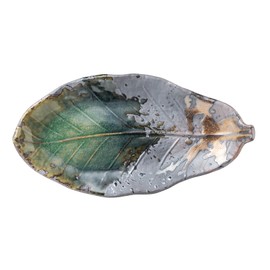 Banko Ware 16052 Iga Kinsai Park Leaf Long Plate for Many Use, Rectangular Plate, Diameter Approx. 10.8 inches (27.5 cm), Made in Japan
