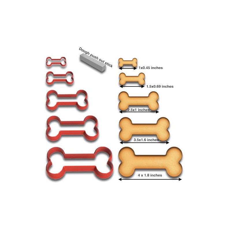 Dog Bone Cookie Cutter Set - 5 Sizes (1" to
