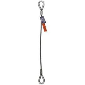 Single Leg Wire Rope Sling | 0.65 Ton Vertical Rated Capacity | Heavy Duty Thimble-to-Thimble Ends | 1/4" Dia. | 14' Length | EIPS 6x25 IWRC | Hanes Supply (HSI) Heavy Duty Rigging Cable