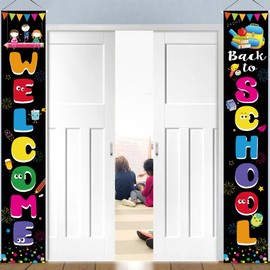 LioNergy Welcome Back to School Banner Teacher Banner for First Day of School Hanging Fabric Banners Flags Sign Backdrop Décor Supplies for Pre-School Primary High School Classroom Decorations