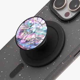 Natural Sea Shell Mother of Pearl Magnetic Phone Grip Compatible with Magsafe，Collapsible Mobile Phone Stand Holder for Smartphone Tablet Cell Phone Accessory - Purple