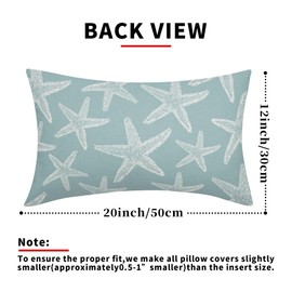Seafoam Blue Starfish Ocean Lumbar Pillow Covers 12X20 Inch Summer Nautical Coastal Beach Decorative Pillow Cases Set of 2 Cotton Linen Throw Pillows Seasonal Home Decor for Couch Cushion Outdoor