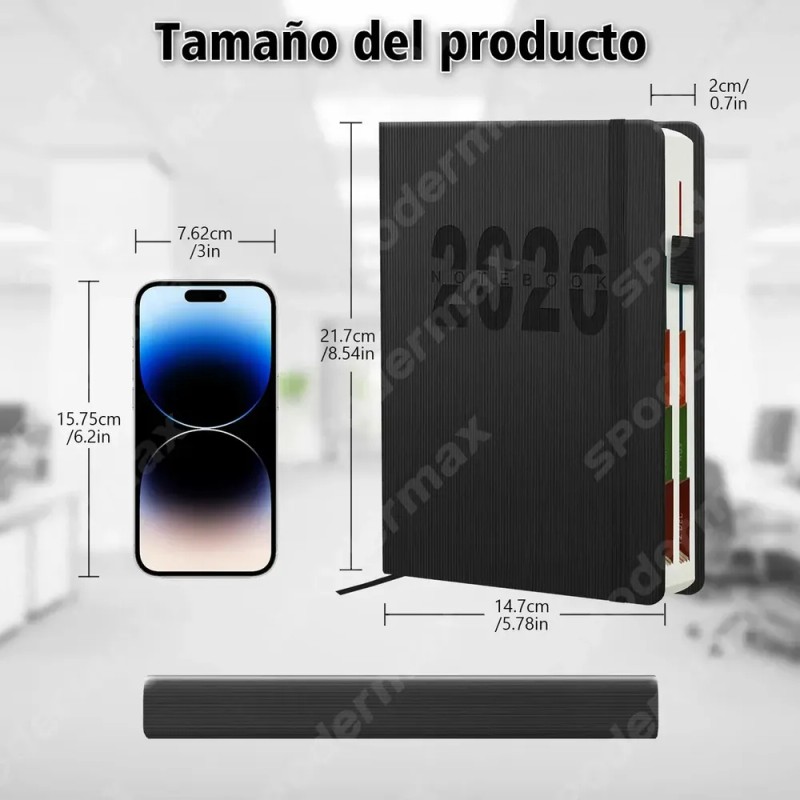 Agenda Diaria 2026 A5 Pasta Dura 320 Hojas Personalizable