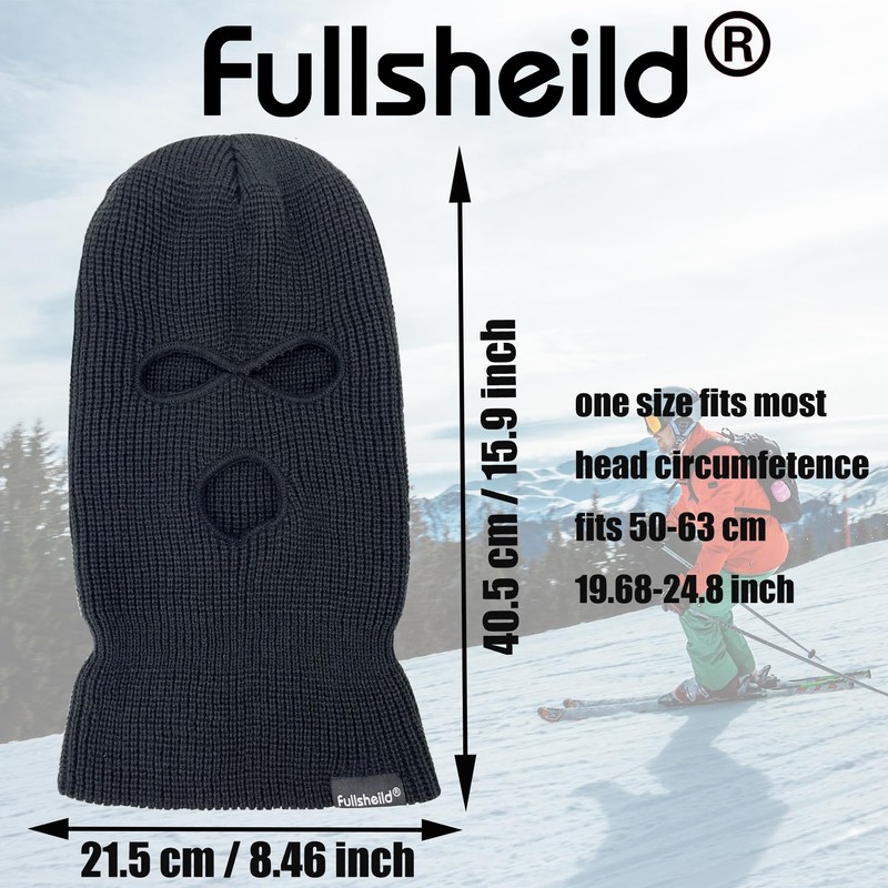 3 Hole Ski Mask for Men Women Winter Wool Balaclava