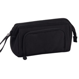 Pen Case Ship Type with Window Style Large Capacity Double Layer Zipper Design Portable Pencil Pouch for Kids Black