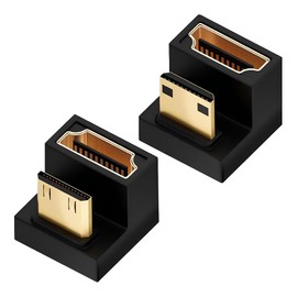 180 Degree Angled Mini HDMI Letter L Converter HDMI Male to HDMI Female Adapter 8K@60Hz 4K@120Hz TV HDR Full HD Portable Display Attachment Extension Adapter [Set of 2]