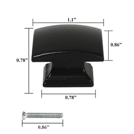 Sopicoz Metal Cabinet Knobs Black Kitchen Knobs Square Furniture Knobs Pull Handles for Drawer Dresser Pack of 10