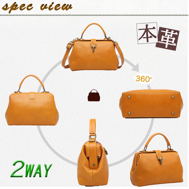 AKIYAMA Handbag, Shoulder Bag, Clasp Bag, Genuine Leather, Nume Leather,