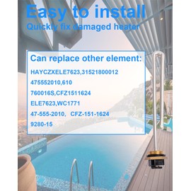 Dgqtrx 5.5kw 208v/240v 2pcs CZXELE7623 Spa Heater Element,Suitable for Hayward H-Series Comfort Zone,C-SPA-XI,C-SPA-X,C-Spa IX Series Electric Heater