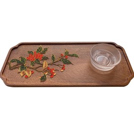 DIY Filigree Enamel Painting, DIY Cloisonne Kit, Decor Your Own Wood Tray, Home Decorative Tray, Pre-Drawn Painting for Adults (Small Red Fruits)