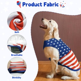 LyssKMK 4th of July Dog Costume Patriotic Dog Sleeveless Shirt Dog American Flag Summer Tank Top Mesh Breathable Independence Day Outfits for Large Dog 2XL, Blue White Red