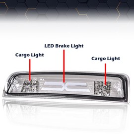 PIT66 LED Bar 3rd Brake Light Compatible with Dodge Ram 1500 2500 3500 2009-2017 X Type High Mount Stop Light Rear Third Brake Light Cargo Lamps Chrome Housing Clear Lens