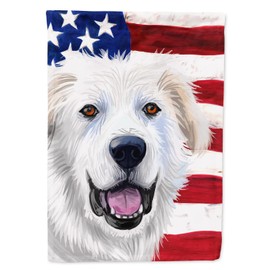 Caroline's Treasures CK6547GF Great Pyrenees Dog American Flag Garden Flag Mailbox Flag Decorative Yard Flag Banner Outside Patio Artwork Yard Flower Beds, Garden Size, Multicolor