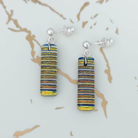 Venetian Murano Glass Dangle Earrings 925 Silver, Glass