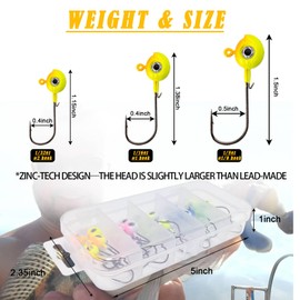 Eupheng ZINC-TECH Crappie Jigs, Glow in Dark 3D Big Eyes Fishing Jig Head 1/8oz 1/16oz 1/32oz for Crappie Panfish Trout Perch Walleye (1/16oz(1.8g)-20PCS-5 Colors)