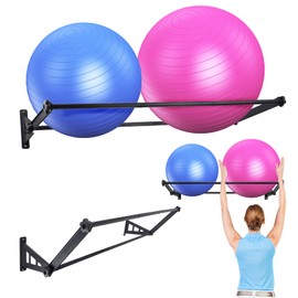 Exercise Ball Holder, Stability Ball Holder, Yoga Ball Holder, 49 inch Stability Ball Storage Rack,Wall Mounted Large Stability Ball Storage Rack for Gyms and Studios and Home Gym