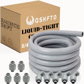 QSHFTO 3/4 Inch Liquid-Tight Conduit and Connector Kit - 25 FT Non-Metallic Electrical Conduit with 5 Pcs 180° Straight and 5 Pcs 90° Angle Fittings
