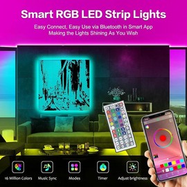 LED Lights for Bedroom 100ft 50ft LED Strip Lights Bluetooth Music Sync Color Changing LED Light Strip with Remote and App Control, LED Lights for Room Decor, Party Home Decor Decorative:_100ft/30m