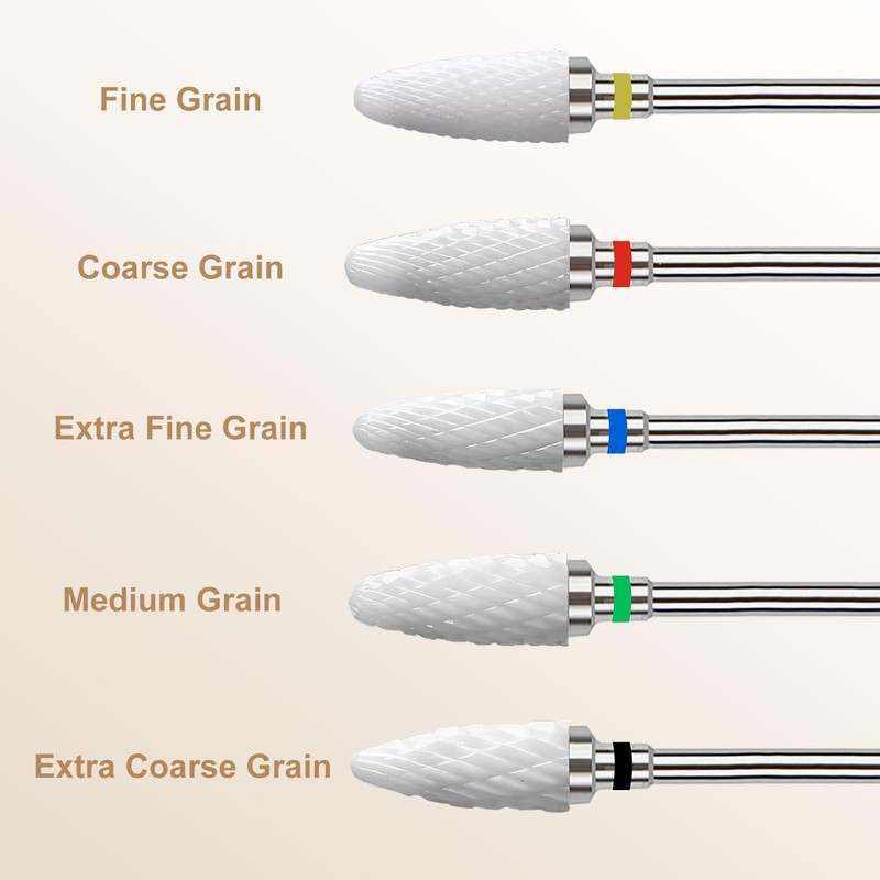 5 Piece Ceramic Nail Drill Set in Corn Shape, Professional