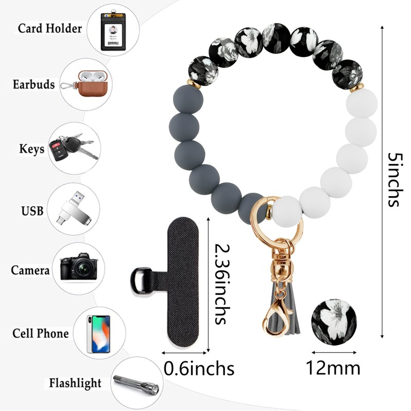 Lostars Silicone Beaded Phone Wrist Strap,Phone Bracelet Strap with Tether