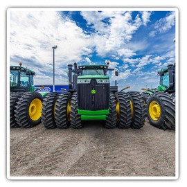 Square Stickers (Set of 2) 10cm - Green Farm Tractors Farmer Fun Decals for Laptops,Tablets,Luggage,Scrap Booking,Fridges, #15545