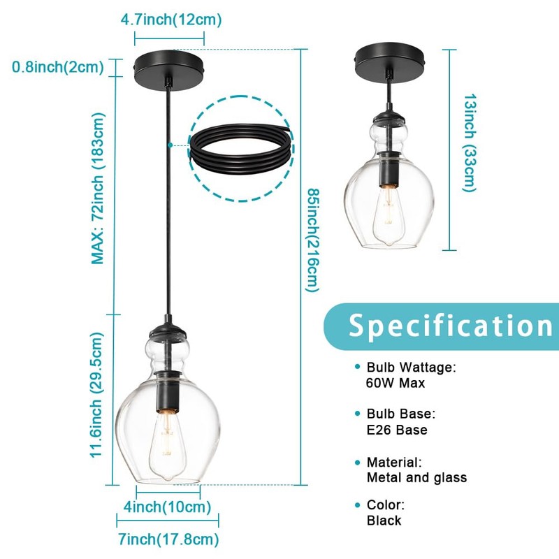 Vaziden Modern Glass Pendant Lighting for Kitchen Island Kitchen Sink,