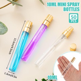 Zhehao 50 Pcs 10ml Mini Spray Bottles Clear Glass Perfume Bottles Refillable Fine Mist Perfume Atomizer Portable Empty Sample Bottles Containers for Cleaning, Essential Oils, Travel
