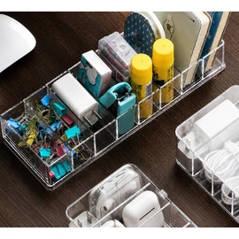 Transparent Cable Storage Box – Clear Cord, Charger & Small Accessories Organizer for Desk, Drawer & Shelf