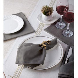 Encasa Cotton Cloth Napkins | Set of 6 | Size 43x43 cm | Grey Solid Color | Machine Washable