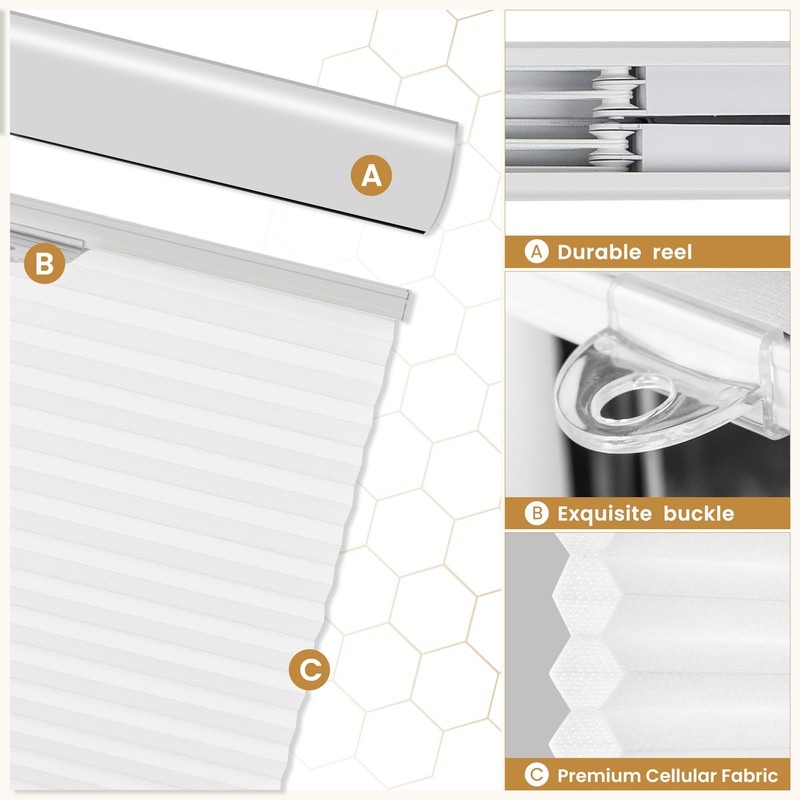 Top Down Bottom Up Cellular Shades Cordless White 34Wx36H