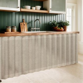 Cortinas para Gabinetes de Cocina, Cortina a Prueba de Polvo para Estantes Panel de Pared Colgante Entrada Noren, Cortinas Cortas de Privacidad para Clóset Cuarto de Almacenamiento, Beige Gris