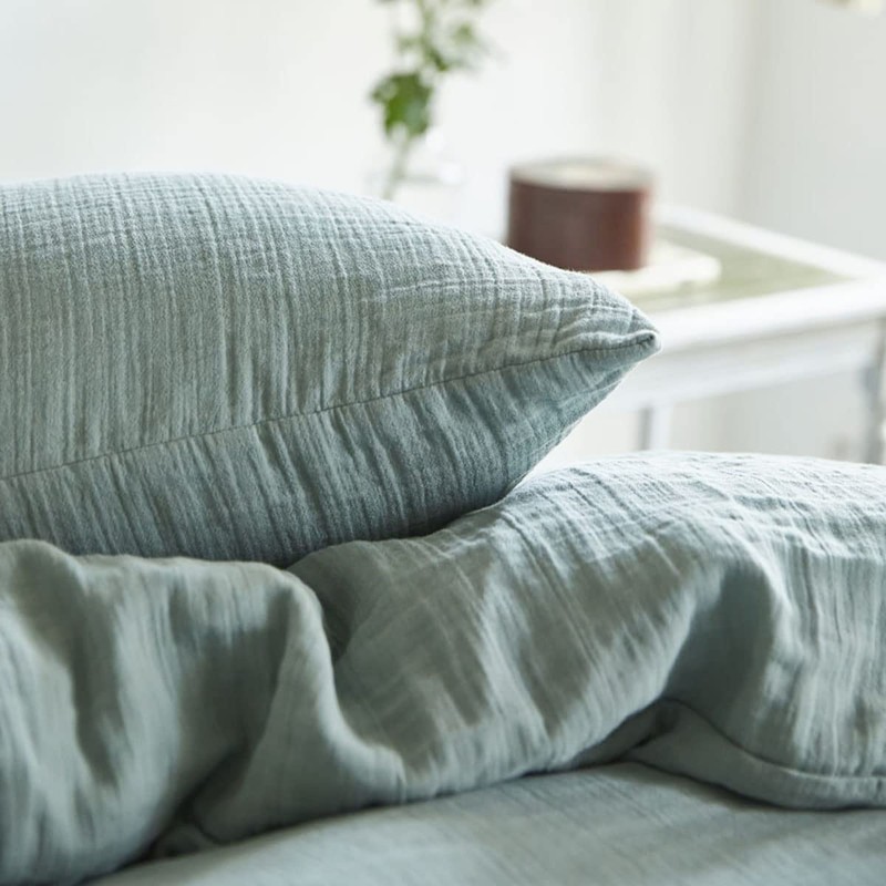Cushion Cover Washed Cotton Gauze Tenderness Celadon Blue 50 x