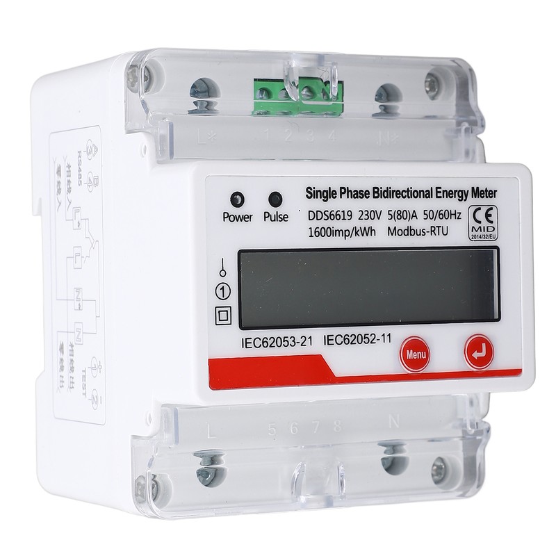 Electricity Meter 4P LCD Display Multifunctional RS485 Single Phase Bidirectional