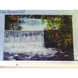 Glen Loch - postcard from a painting by Julie Miscera - Wisconsin dam painting